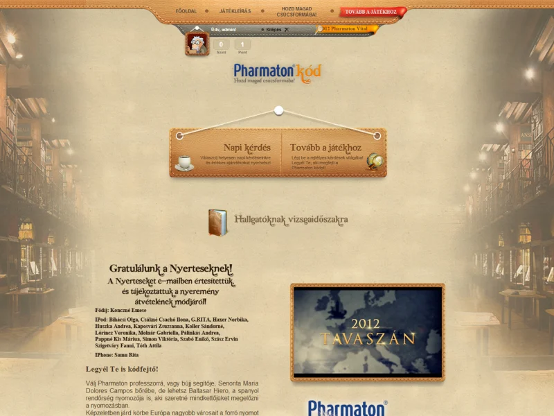 Pharmaton kód & rejtély loyalty program