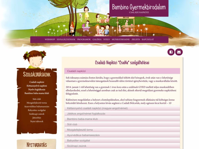 Bambino Gyermekbirodalom's website